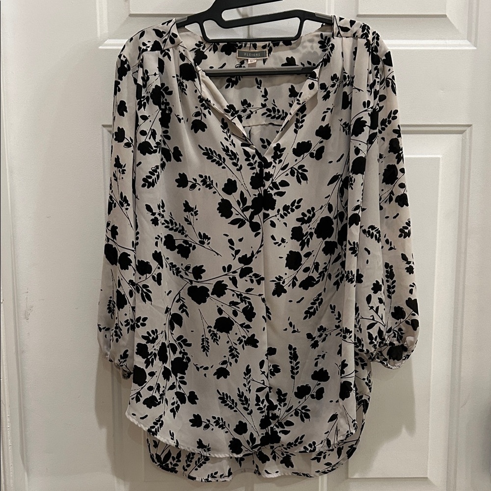 Floral Black and White Women's Top